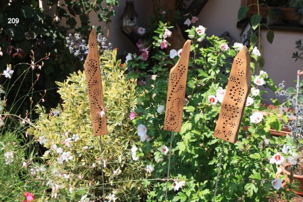 3er Set Insektenhotel, Bienenhotel, Windspiel, Gartendeko, Eiche