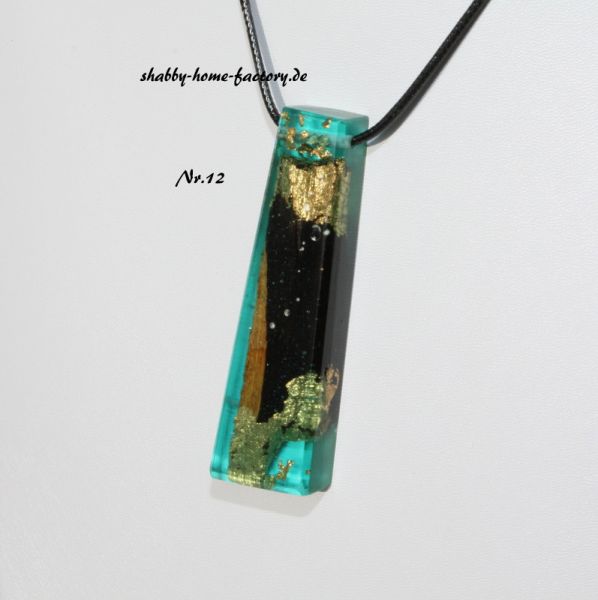 Kette mit Anhänger, Holz & Harz,Resin ,Wood,Türkis & Grenadill #12