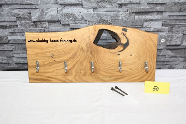 Wandgarderobe Breite/Höhe 51 cm Eiche massiv Hakenleiste