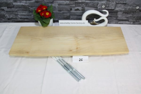 Wandboard 68 cm Ahorn Massivholz Baumkante Regalbrett