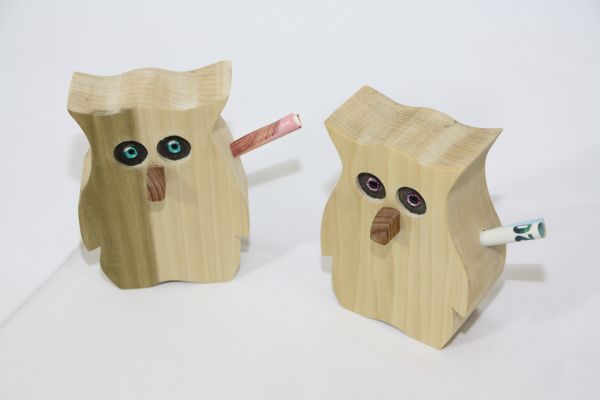 Holzeulen aus Esche 2er Set Geldeule