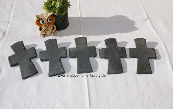 10 Kreuze aus Naturschiefer, Tischkarten, Taufe, Kommunion