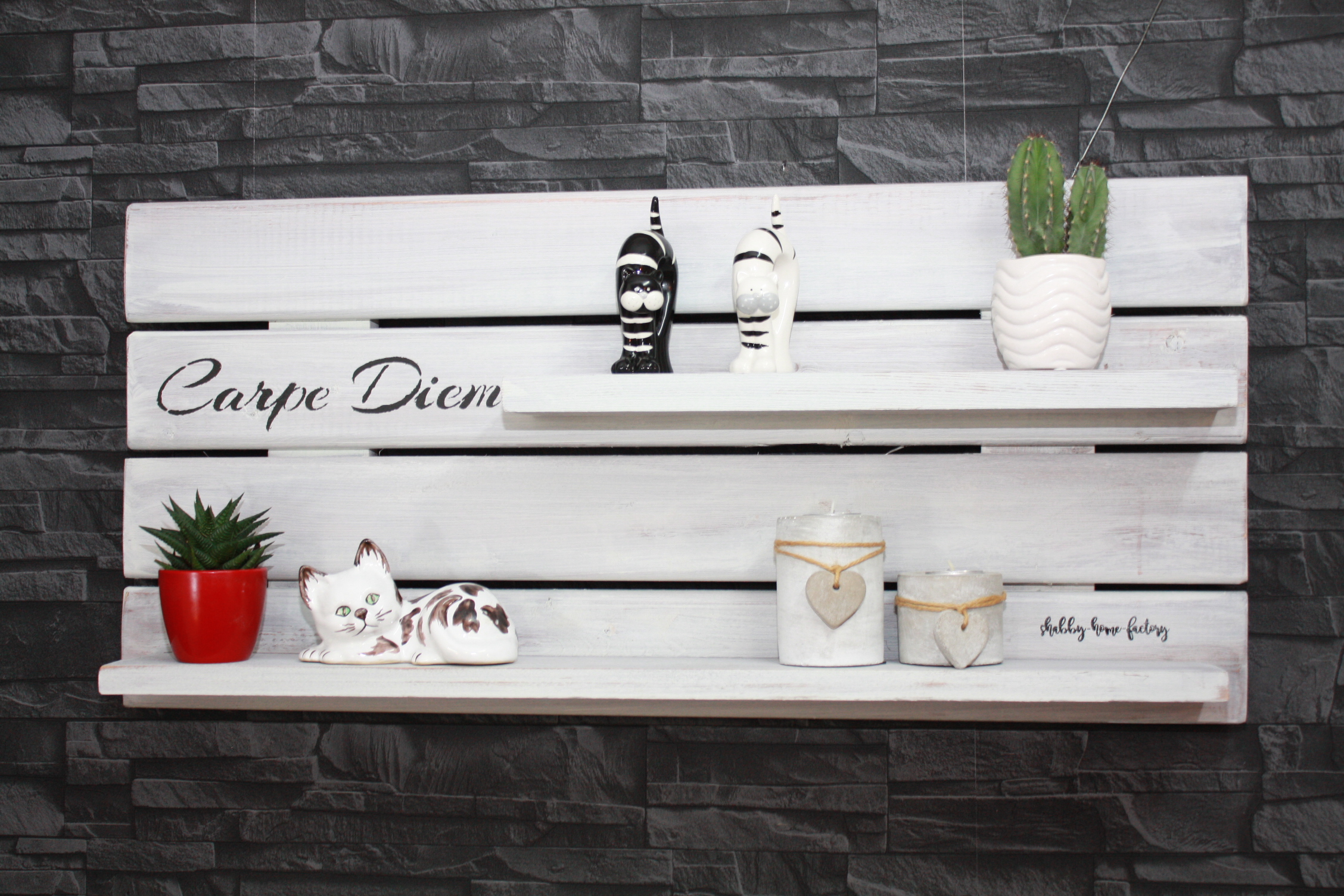 Wandregal Shabby chic Küchenbord "Carpe Diem" | Shabby-Möbel | Möbel