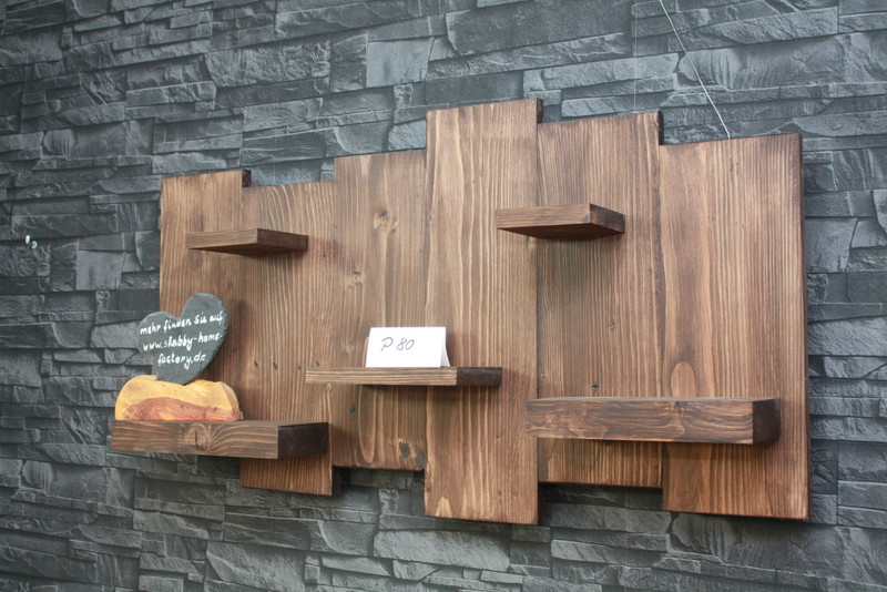 Wandregal rustikal Palettenregal massiv Wandeko #80 | Paletten-Möbel