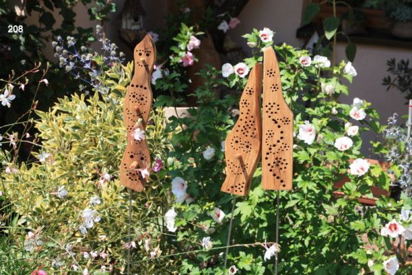3er Set Insektenhotel, Bienenhotel, Windspiel, Gartendeko, Eiche