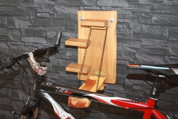 Abverkauf Fahrrad Wandhalter klappbar Massivholz Eiche Fahrradaufhängung