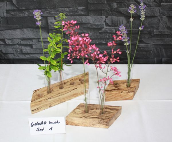 Holzvasen Set Vase aus gestockter Buche
