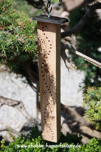 Insektenhotel, Bienenhotel, Wildbienenhotel, Gartendeko, Eiche