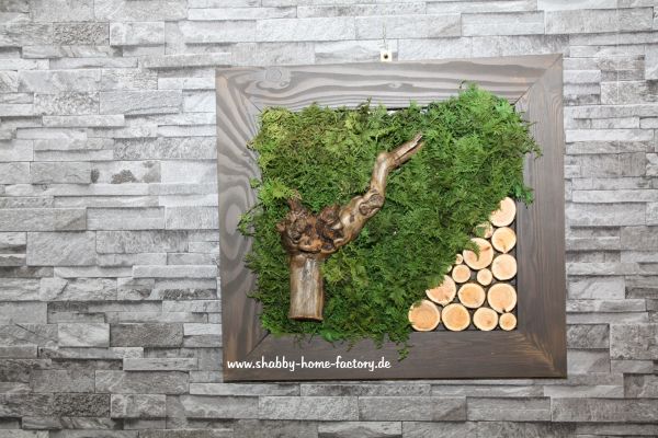 Wanddeko, Moosbild, Islandmoos, Wandbild, Naturmoos, 3D Collage