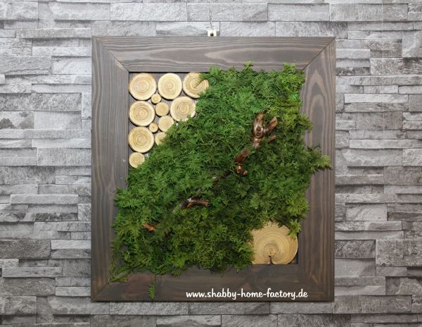Wanddeko, Moosbild, Islandmoos, Wandbild, Naturmoos, Massivholz