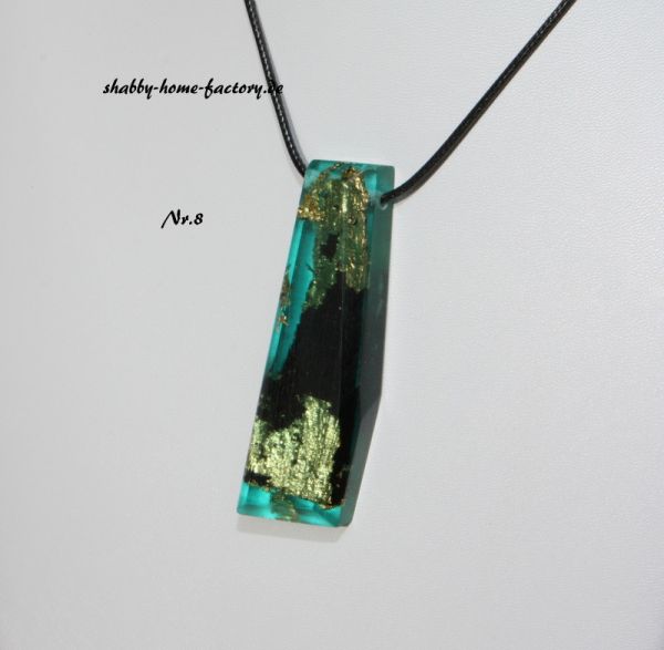 Kette mit Anhänger, Holz & Harz,Resin ,Wood,Türkis & Grenadill #8