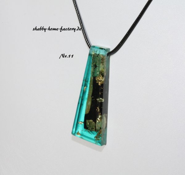 Kette mit Anhänger, Holz & Harz,Resin ,Wood,Türkis & Grenadill #11